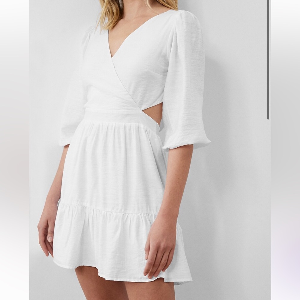 Express Solid Tie Back Ruffle Hem Mini Dress Size… - image 3